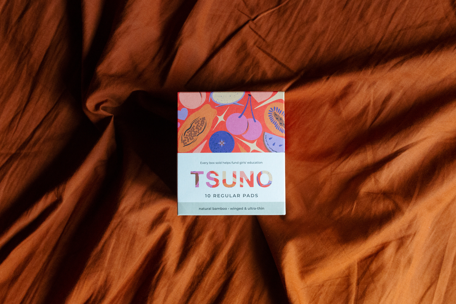 Tsuno australia beauty branding colourful illustration female health flat illustration fruit illustration joyful melbourne packaging packaging illustration procreate sanitary pads tsuno women womens health