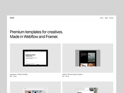 Nuro - Framer Portfolio Template branding design desktop framer framer template freelancer minimal mobile personal photography portfolio react tablet typography ui web website wed design