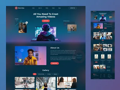 Youtuber - Video Maker Website Design blue creative dark theam landing page responsive ui ui ux ux video maker videos website youtuber