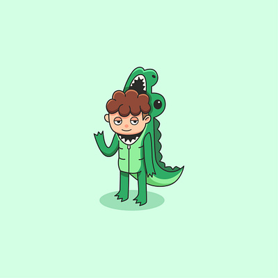 Crocodile Boy animal cartoon crocodile boy cute design funny illustration logo