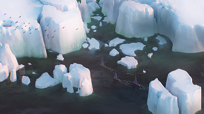 Artic landscape rendered in blender 3d animation blender conceptart