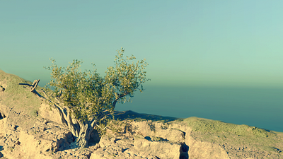 Mediterranean landscape rendered in blender 3d animation conceptart environment