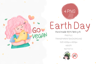 Earth Day Clipart , Go Vegan animation branding design earth day graphic design illustration logo png vegan