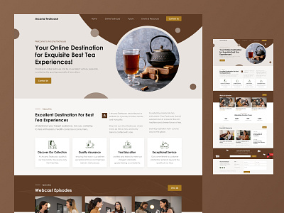Tea House Website Design brown creative landing page online tea reponsive tea ui ui ux ux webcast website