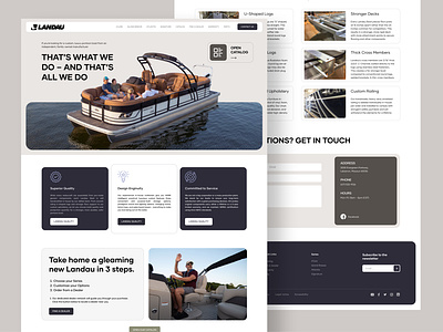 Landau Boats - Website Design boat boats clean design landing page luxury pontoon boat ui uiux ux web web design website website design
