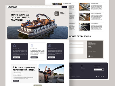 Landau Boats - Website Design boat boats clean design landing page luxury pontoon boat ui uiux ux web web design website website design