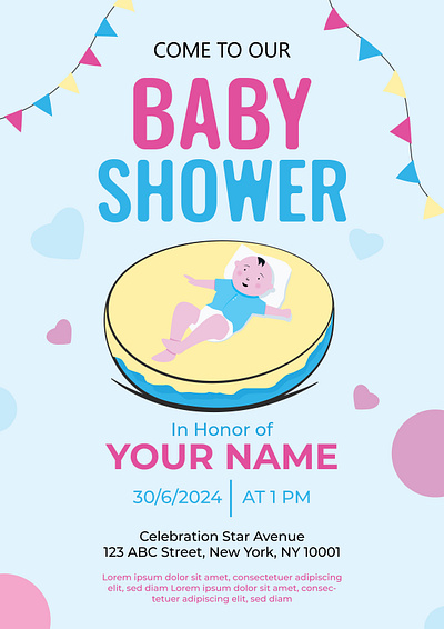Baby Shower Invitation Card Templates baby baby blue baby pink card card templates celebration design graphic art graphic design graphics illustra illustration invitation card photoshop photoshop art photoshop graphics pink sky templates