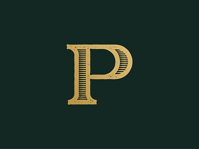 Logo concept - "P" monogram engraved gold letter minimal p