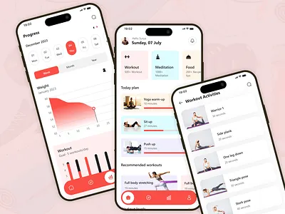 Fitness App Design app design branding design design kit exercise fitness gym illustration mobile app design ui ui design ui kit ux ux design workout yoga