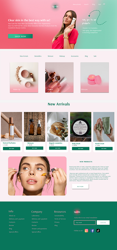 UI Design for Cosmetic Shop branding cosmetic footer design ui