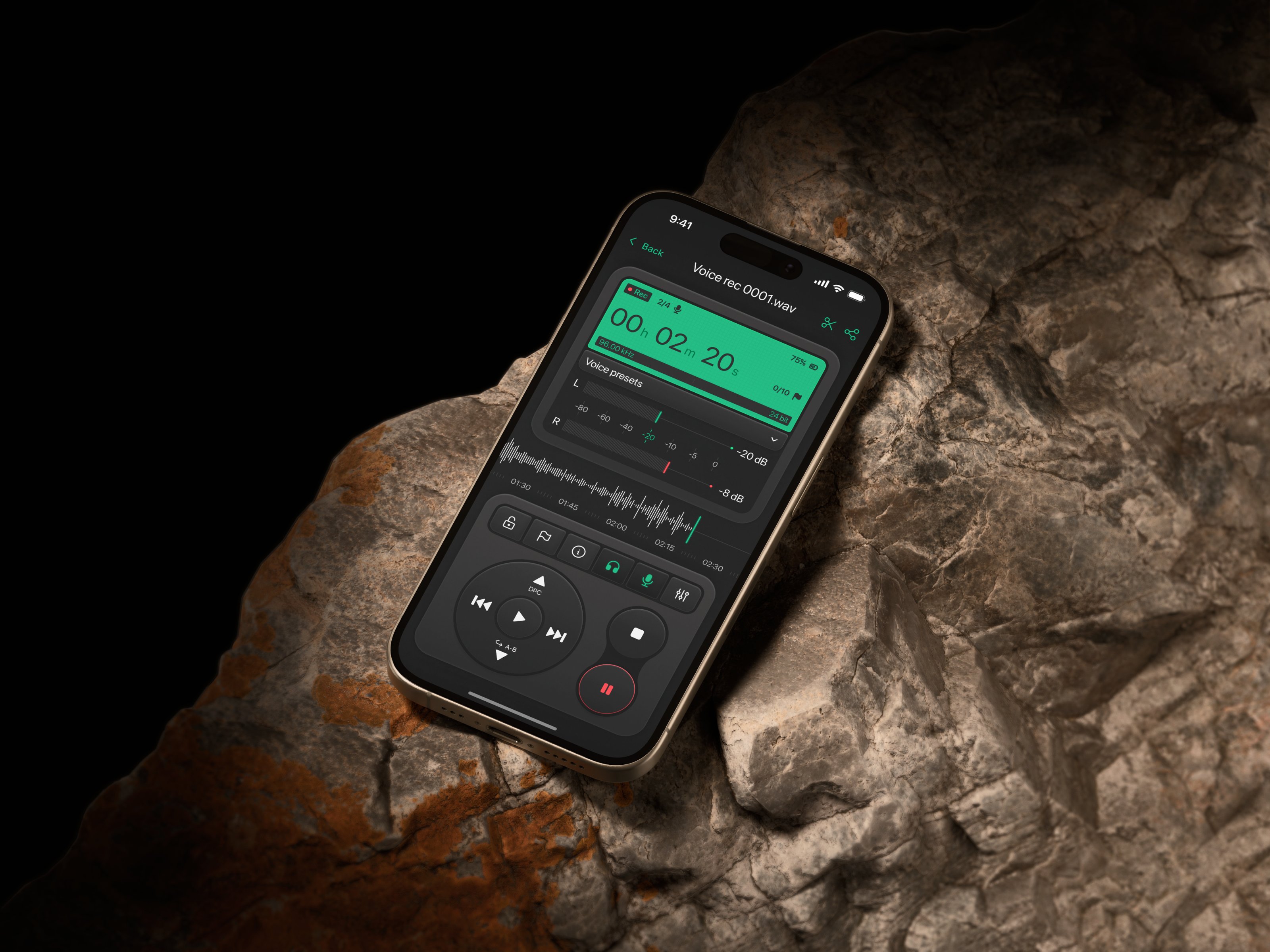 Voice recording mobile app (UX/UI) air app app store application audio branding clean dark design dribble figma logo mobile rec ui ux uxui vector voice recorder
