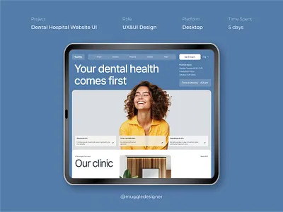 Dental Hospital Website UI 3d animation branding design graphic design illustration logo motion graphics ui vector