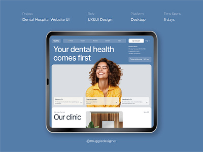 Dental Hospital Website UI 3d animation branding design graphic design illustration logo motion graphics ui vector