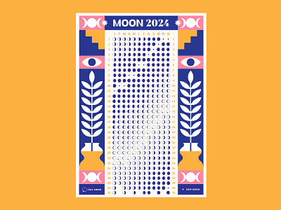 Moon Calendar 2024 calendar design graphic design illustration moon poster design