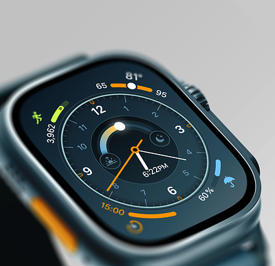 Apple watch Ultra face concept apple complications humaninterface interface minimal time ui ultra watch watchface watchos widgets