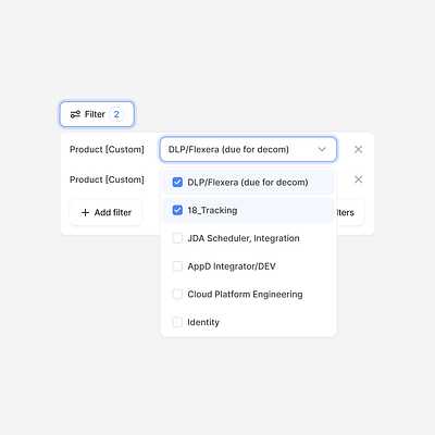 Select multiple filters filters saas ui ux