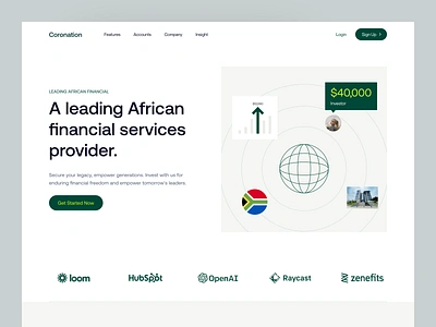 Coronation - Financial Landing Page b2b banking clean design dipa inhouse finance financial fintech home page landing page landingpage modern saas startup trust estates ui ux wealth management web design website