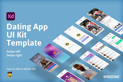 Dating App UI KIT Template app bubbles chat chat gallery couples dating dating app ui kit template elements ios iphone kit mating mobile ui photos romance social media swipes ui ux xd