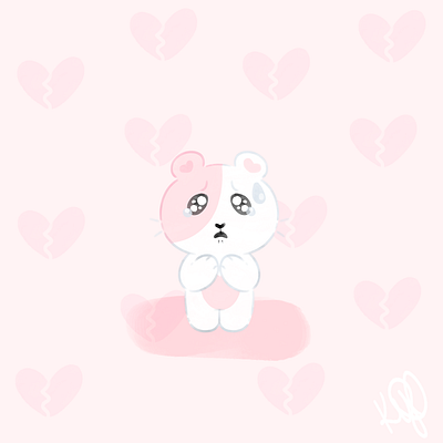 WHO HURT HIM?!? cartoon character cute digital art hamster illustration kawaii pink