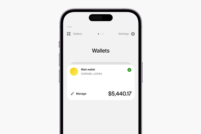 Options → Wallets amount app balance bitcoin concept crypto design ethereum finance tokens ui ux wallets