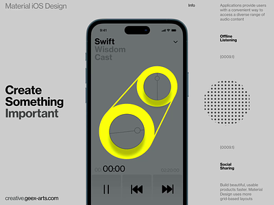 Music audio design fashion illustration interface ios mobile news rec slide video