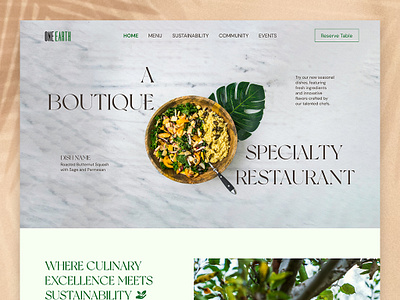 OneEarth : Sustainability Restaurant Website Design boutique culinary design food landing page res reservation restaurant website sustainable typography ui ui ux ux website website design