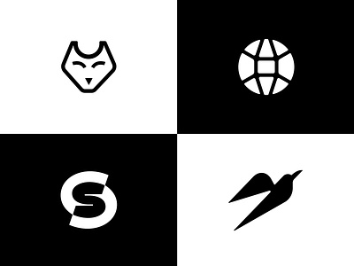 4 Black And White Logos Part Six animal branding classic earth fly fox globe graphic design lettermark logo mascot mihai dolganiuc design raven timeless