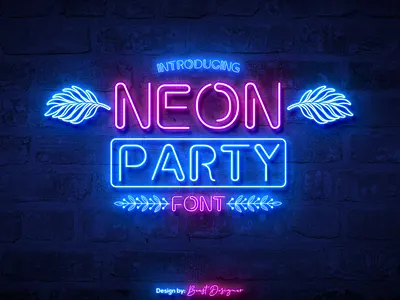 NEON PARTY FONT by Beast Designer cool neon fonts neon skyscraper font sans serif