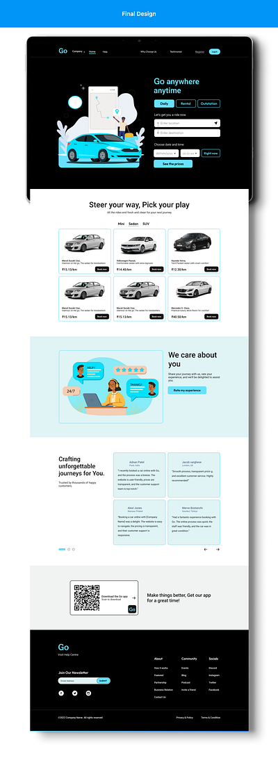 Online car booking website landing page design figma ui uidesign website