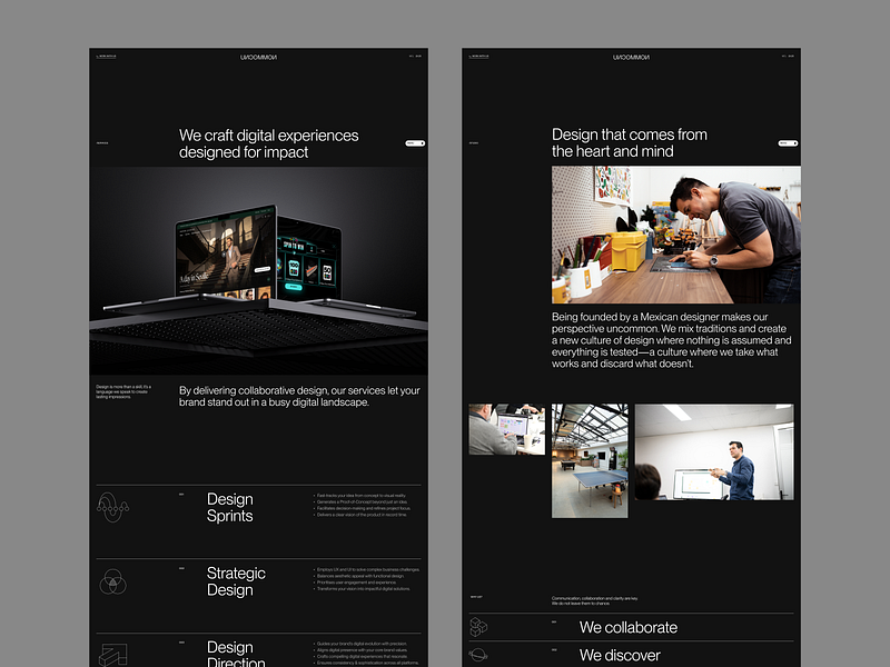 Uncommon Studio. Service and About page. clean design landing page layout minimal vietnam web design website