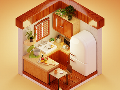 Cozy Kitchen 3d 3d art 3d artist 3d design 3d illustration 3d isometric 3d model 3d modeling 3d modelling blender 3d blender cycles blender eevee cozy art cozy vibes design illustration isometric semi realism stylized