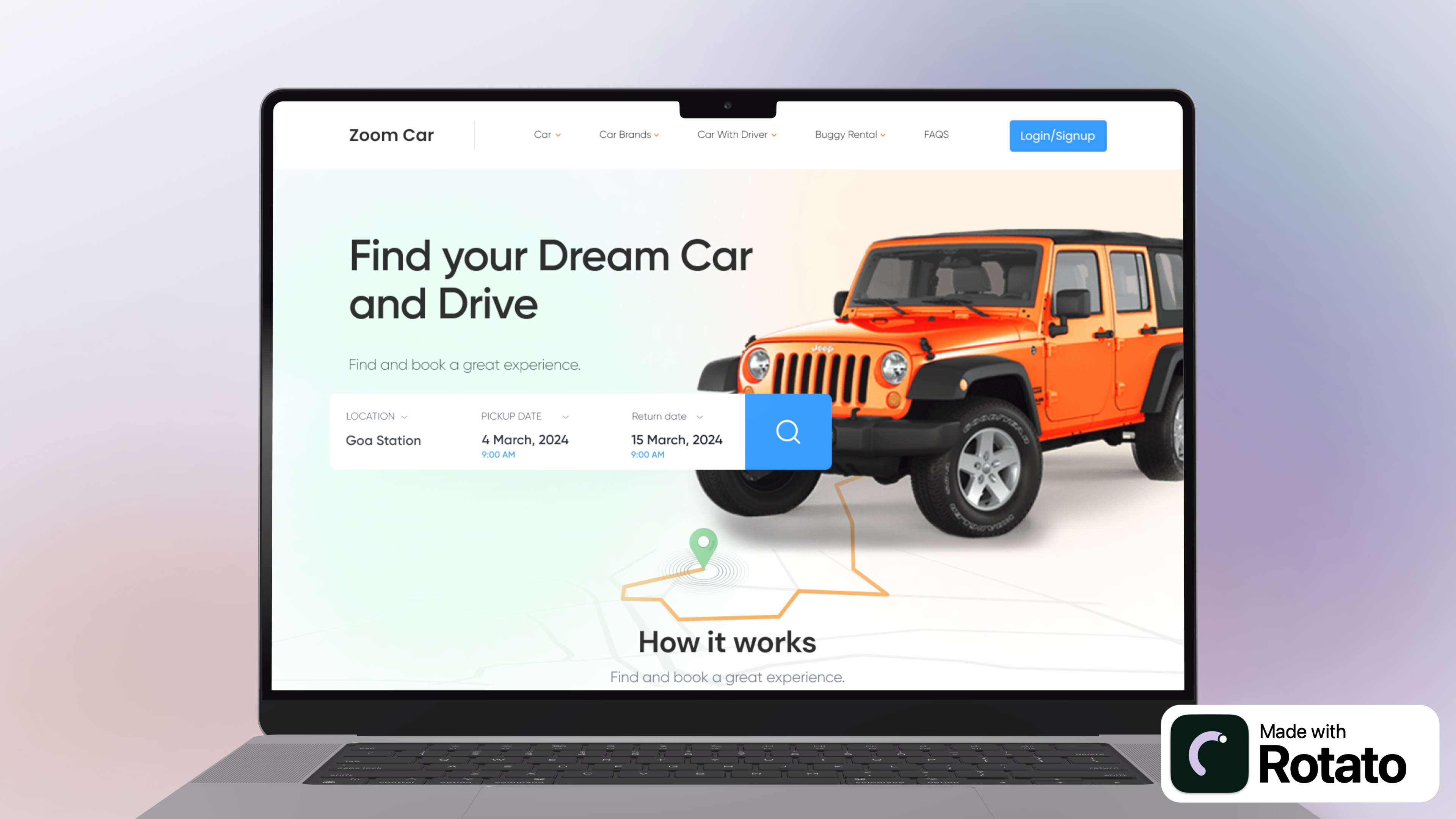 ZOOM CAR branding colorful gradient landing page modern ui uiux user inteface ux web web design website