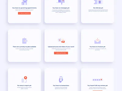 Empty states copywriting empty states illustration purple ui ux web design