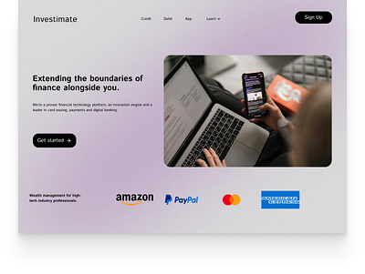 Landing page of an investment firm branding design landing page tech ui ux website design