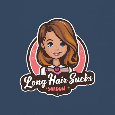 A Girl Hair Saloon Logo With Slogan Long Hair Sucks! busin business design graphic design illustration logo saloon