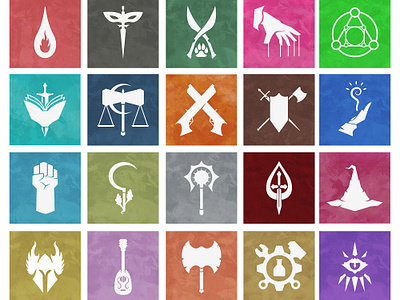 DND Icons barbarian classes color dnd dragons dungeon fighter gunslinger icon magnus ranger witch