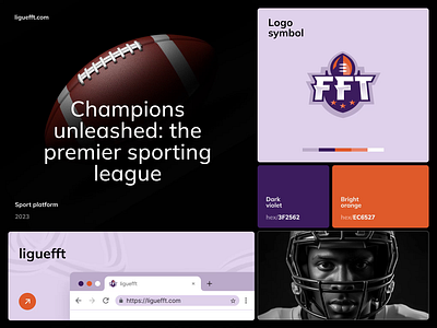 LigueFFT american football american soccer american sport animation branding design football graphic design illustration logo motion graphics orange color purple color ui vector