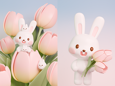Tulip Rabbit 3d 3d design blender illustration rabbit role conception tulip
