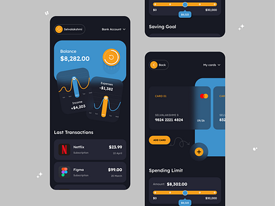 Banking Wallet app app banking darktheme design figma mobile mordern ui ui ux ux