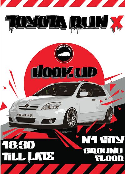PROMOTIONAL EVENT - Toyota Run X Owners Cape Town - April 2024 adobe illustrator advertising graphic design marketing vector art