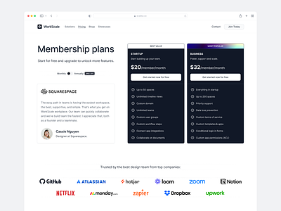 Membership Pricing Page app design graphic design landing page membership plan price pricing page pricing plans ui ui design ux web design website