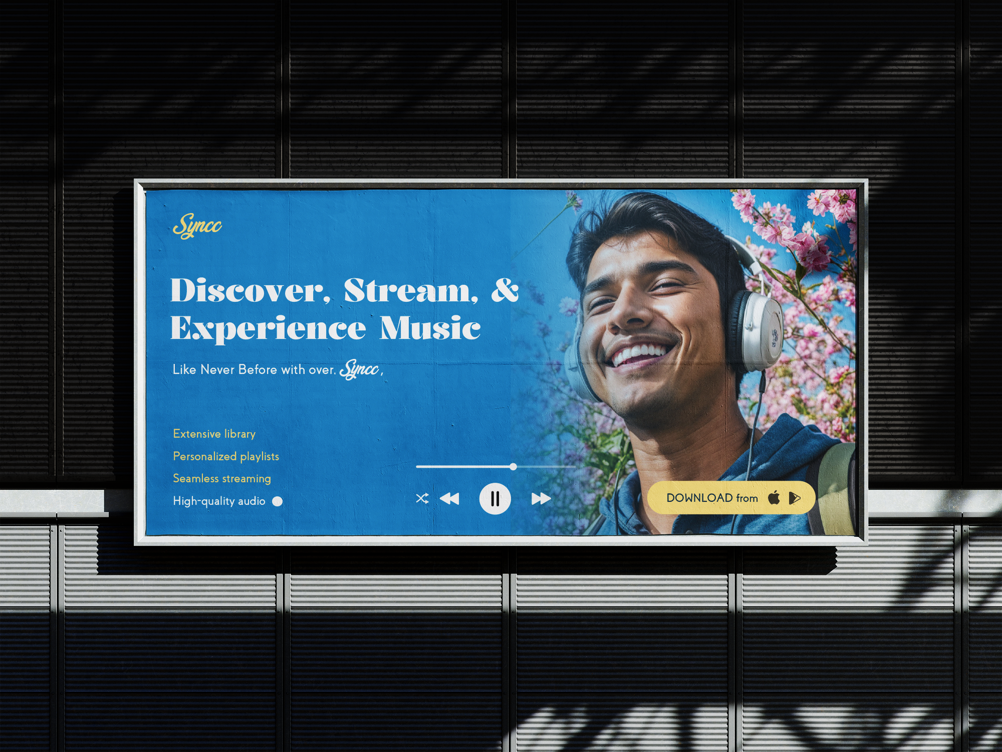Music App - Advertisment Hoarding Design addesign app branding design graphic design logo syncc typography