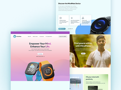 Mindmate product landing page ui web design