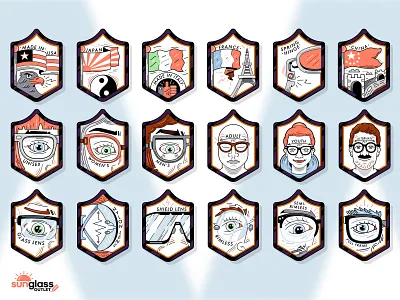 Branded 2D vector icon illustrations 2d adobe cc adobe illustrator cartoon character graphic design icon icon design iconography illustration line art linear modern old school stylish sunglass sunglasses vector