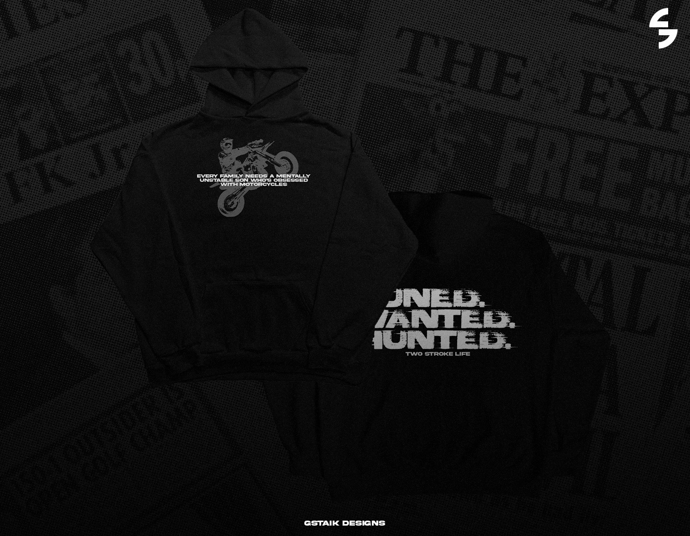 ''TUNED-WANTED-HUNTED'' Hoodie Design by GstaikDesigns 3d banner banner branding clothes clothing clothing designs design designs fiverr free free textures freebie gfx graphic design graphics header illustration logo pack ui