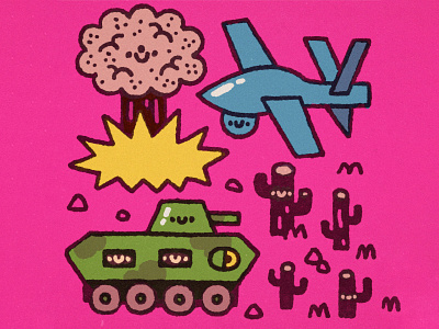 THE WAR agressive bairaktar bomb cartoon cute design doodle fight fun illustration japanese kawaii nuclear bomb rage russia tank turkey ukraine war