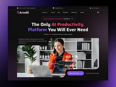 Kroolo - Header re-design ai ai productivity ai tool artificial intelligence branding clean crypto landingpage management product design project saas ui ux web design website design