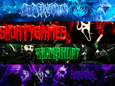 Gaming Banners by GstaikDesigns 3d 3d banner banner banner and logo banners design fiverr free free textures freebie gaming gaming banner gfx graphic design header headers logo pack twitter youtube