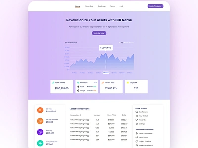ICO Project UI Design assetmanagement blockchain cryptocurrency dapp dashboard design dex digital digital finance finance ico ico project investmentjourney sale techinnovation token ui uiux wallet website