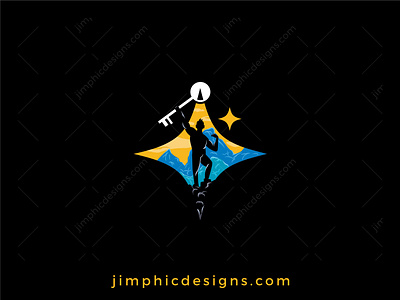 Key Achievement Logo accomplish achieve branding design graphic design key logo mountains star vector